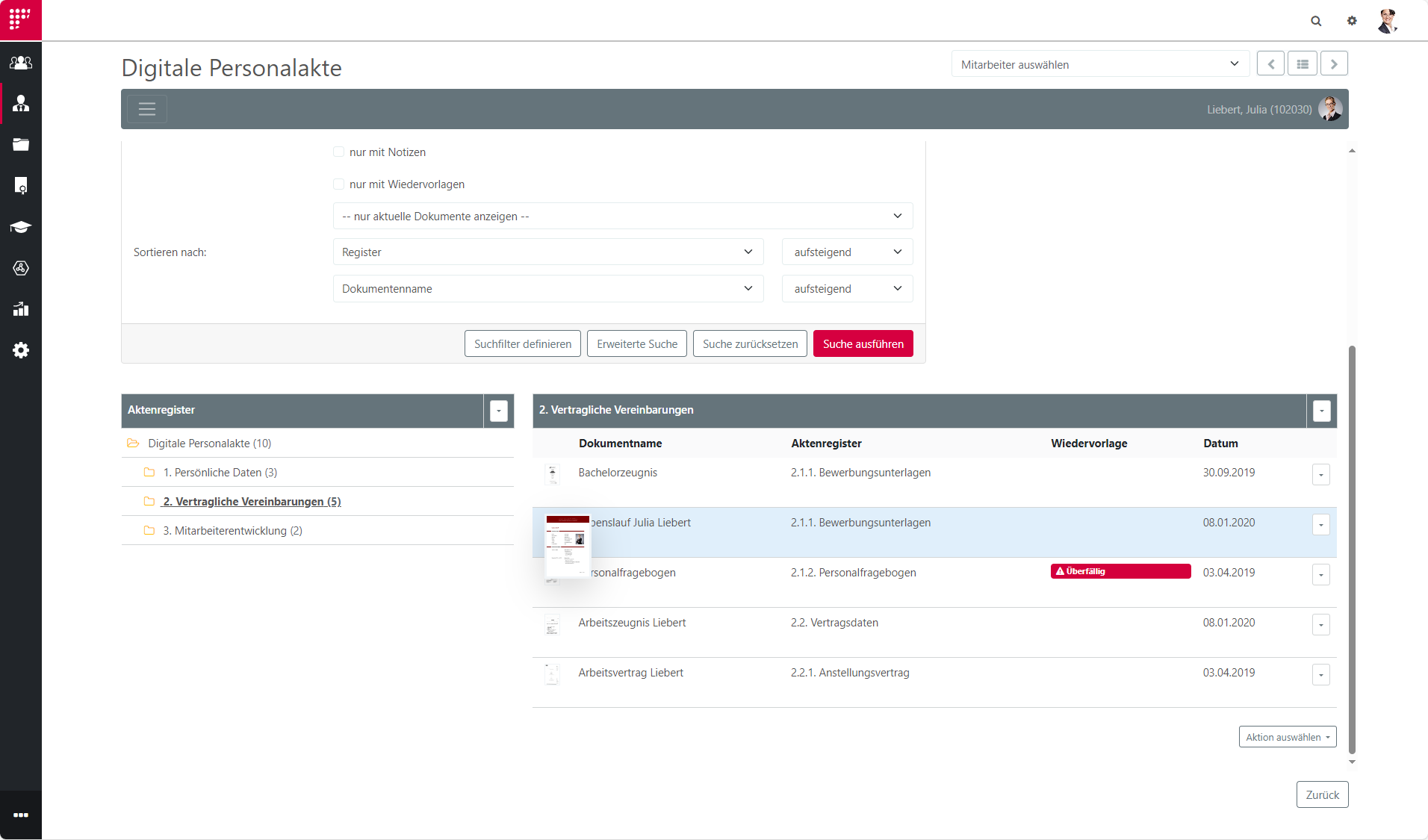 Digitale Personalakte_Aktenregister